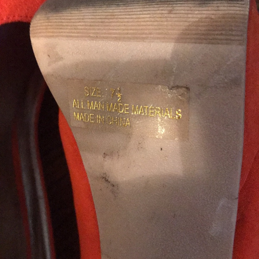 Qupid Orange Platform Round Toe Platform Heels 7.5 - image 4